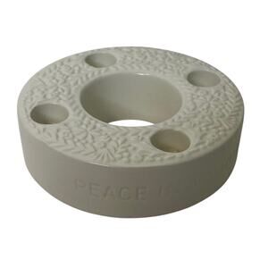 Hallmark Advent Candle Holder White Ceramic Floral Peace In Our World Round HTF